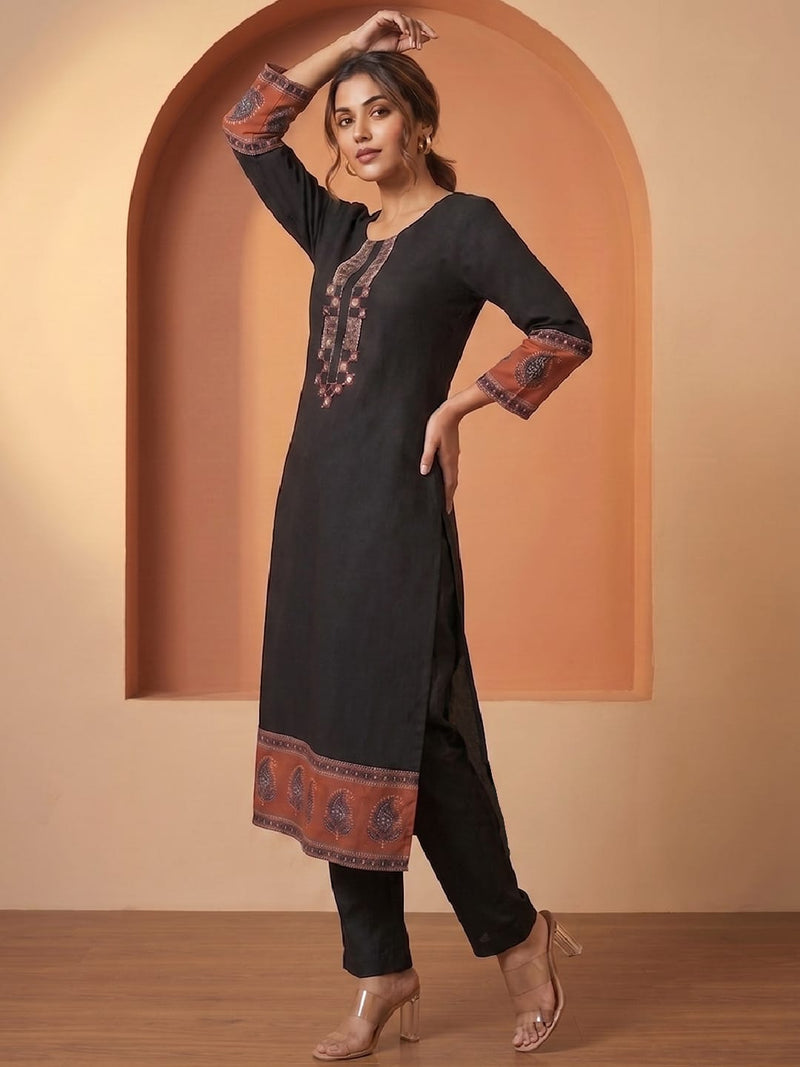 The Midnight Ajrakh-Edge Women's kurta