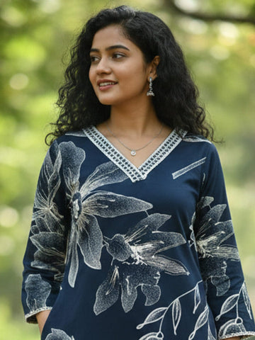 Varanga The Navy Night-Garden Kurta