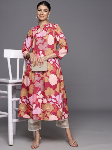 KSUT Women Burgundy Floral Printed Kurta