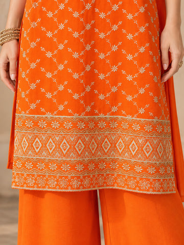 Varanga Women Ethnic Motifs Embroidered Regular Thread Work Kurta with Palazzos & With Dupatta