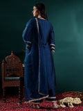 Varanga Women Blue Gota Embellished Lace Kurta With Bottom And Dupatta