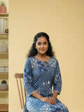 Classic Indigo Blue Cotton Kurta for Women