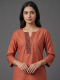 Modern-Classic Rust Kurta Set