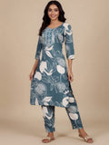 Varanga Women Round Neck Bold Print Kurta Set