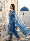Abstract Cotton Sleeveless Kurta Set With Dupatta