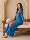 Women Blue Ethnic Printed Kurta With Trousers