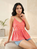 Varanga Women's Pink Festive Peplum Top