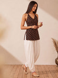 Women Black Sleeveless Short Kurti With Back Dori Detailing