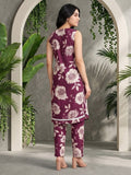Floral Printed Sleeveless Kurta With Trouser
