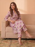 Lavender Floral Printed Cotton Kurta Set