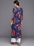 Varanga Women Blue Floral Printed Straight Kurta