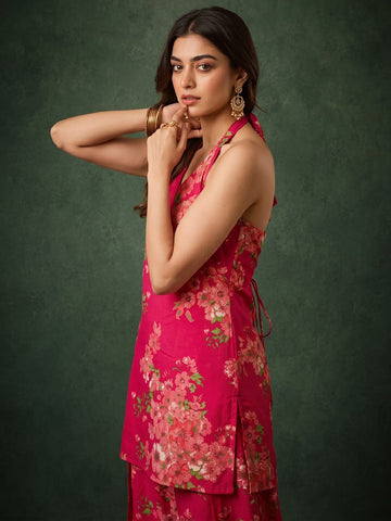 Varanga Women Floral Printed Regular Kurta with Farshi salwar