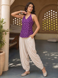 Women's Purple Sleeveless Short Kurti with Back Dori Detailing