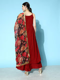 varanga maroon women empire kurta with palazzos with dupatta