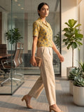 Mustard Coloured Short Sleeves Shirt Collar Top