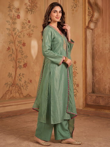 Varanga Women Embroidered dori Work Kurta with Palazzos & With Dupatta