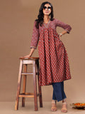 Varanga Maroon Ethnic Motifs Printed Kurta