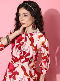 Varanga Women Pink And Maroon Abstract Printed Cotton Kurta