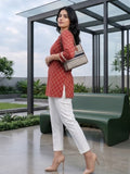 Ethnic Maroon Paisley Top with Notched V-Neckline