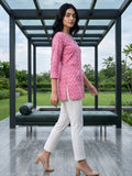 Casual Berry Pink Printed Top with 3/4 Sleeves