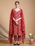 Varanga Women Ethnic Red Kurta Set With Dupatta