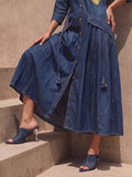 Denim Shirt Dress with Floral Applique work