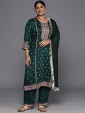 varanga plus size ethnic motifs embroidered sequinned kurta with trousers dupatta