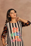 Monochrome Striped Fusion Kurta