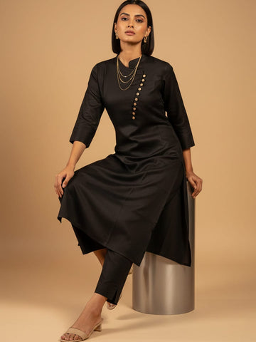 Women black Contemporary A-Line Kurta