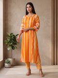 Women's Striped Cotton Aline Kurta Set with Fusion Look