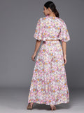 Varanga Multi Colour Floral Printed Crop Top with Palazzos