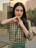 ethnic style with this elegant grey check print kurta set, designed for effortless comfort and modern charm.