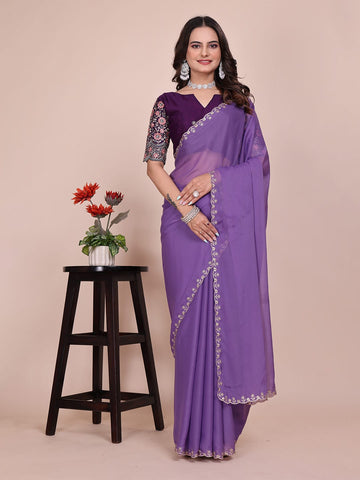 Varanga Embellished Embroidered Poly Chiffon Saree