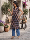 Women's Sleeveless Cotton Printed Kurta