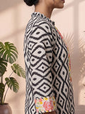 Geometric Printed Aline Cotton Kurta Set With Fusion Look