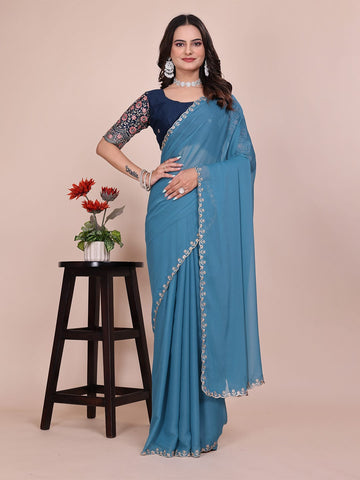 Varanga Embellished Embroidered Poly Chiffon Saree