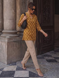 Women's Earthy Brown Block Print Short Kurta