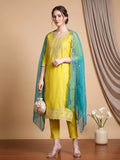 Varanga Women Lime Green Kurta Set With Dupatta