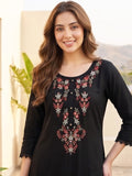 Varanga Women Floral Motif Thread Embroidered Yoke Kurta with Trouser & Dupatta