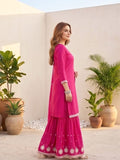 Varanga Women Zari Embroidered Yoke Kurta With Sharara And Dupatta