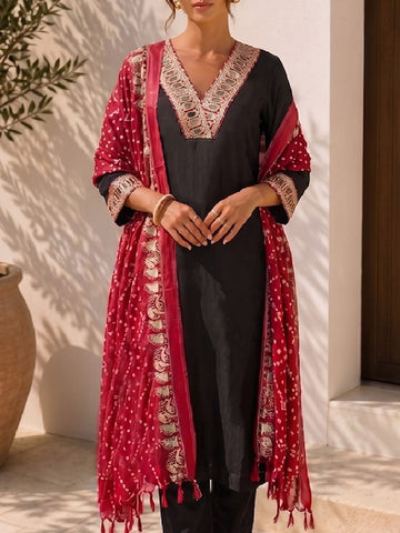 The Midnight Mirror-Work Women's Kurta set