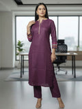 Varanga Women Mandarin Collar Thread Embroidered With Pleate Deatialing Kurta Paired With Bottom