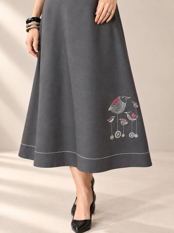Varanga Ethnic Motifs Embroidered A-Line Midi Dress