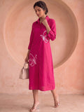 Fuchsia Lace Detailed Shirt Dress
