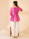 Fuchsia Chevron-Print Peplum Top.