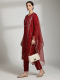 Varanga Women Thread & Sequin Embroidered Yoke Kurta With Trouser &  Dupatta