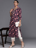 KSUT Women Magenta Floral Printed Gotta Patti Kurta