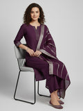 Varanga Women Zari Couching Detailed Kurta with Trouser & Dupatta