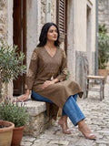 Straight Kurta With Embroidered Yoke