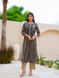 Midnight Botanical Tiered Kurta Set